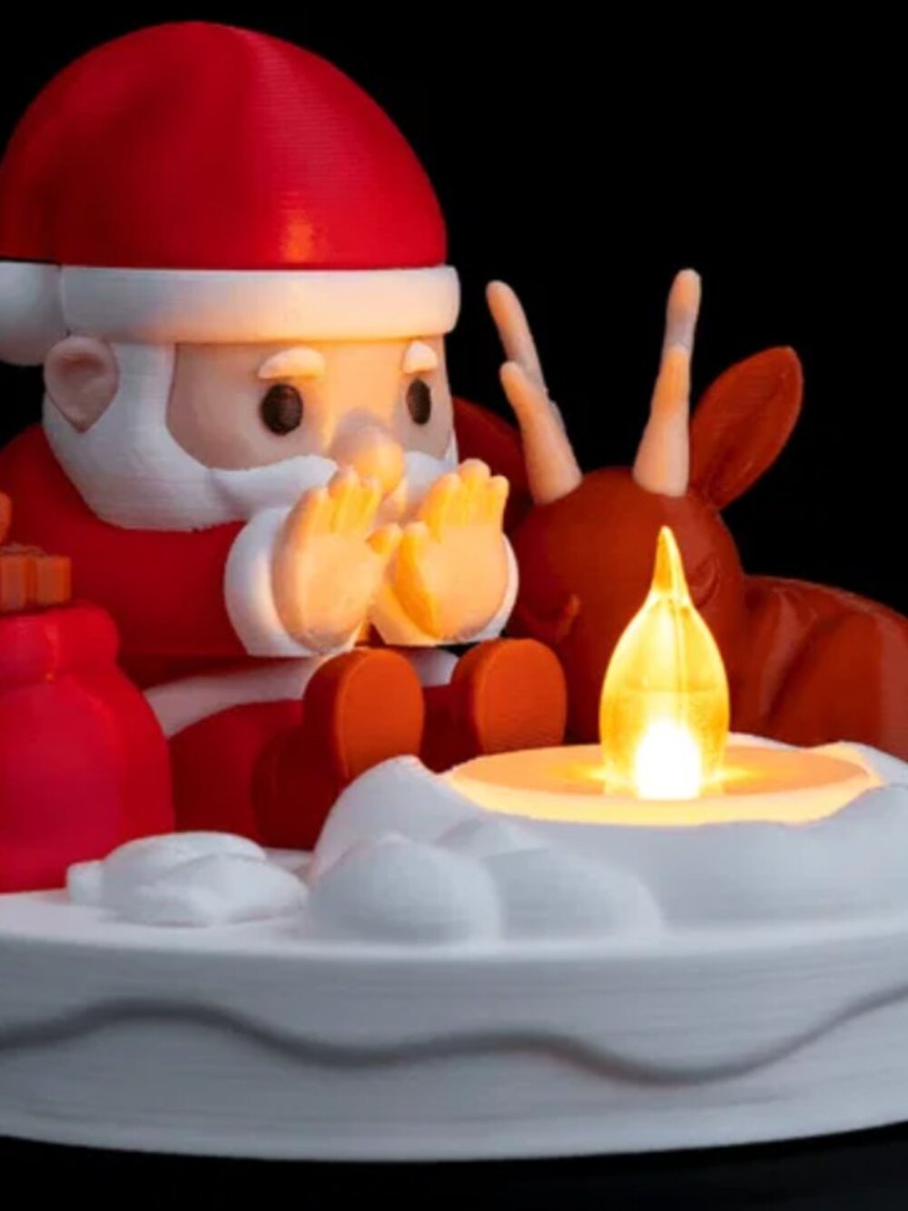 3D Printed "Santa's Bonfire" Table Lamp & Nightlight - Custom Holiday Decor